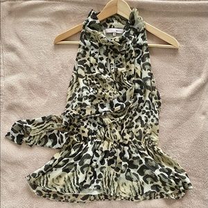 Heed animal print tie neck top